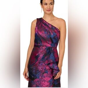 One-Shoulder Pink and Blue Dress